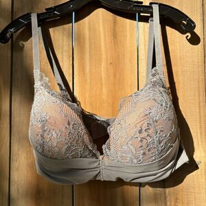 ADORE ME Push Up BRA 38DD Gray  Rhinestones Drape Trim